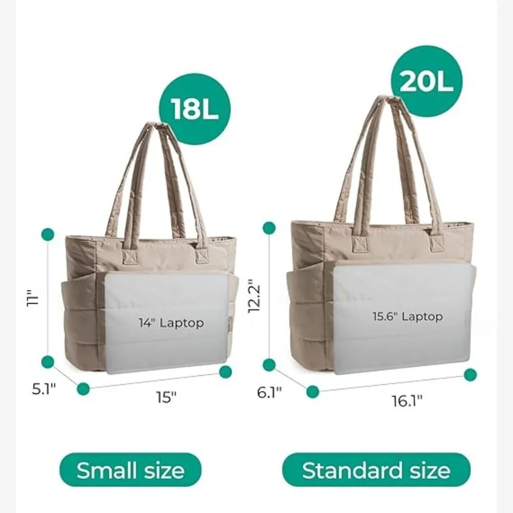 Women Grayish Brown Lightweight Puffy Tote Bag with Compartments Shoulder Bag